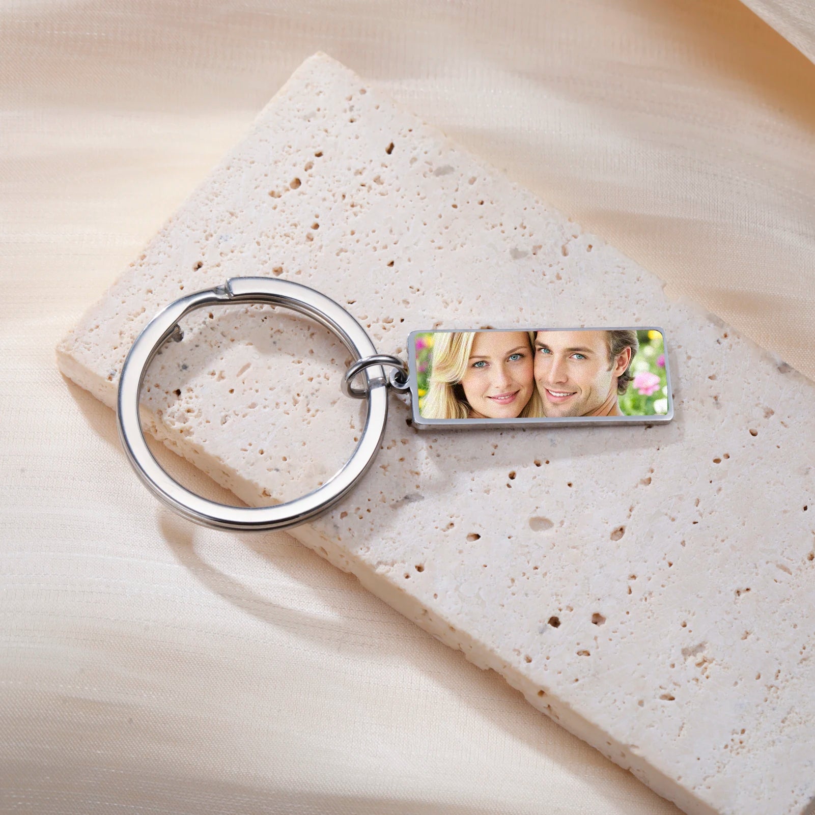 Print Demand Photo Keychain Personalized Custom Gift For Women Men Mother Father Dad Kid Child Family Stainless Steel Key Ring