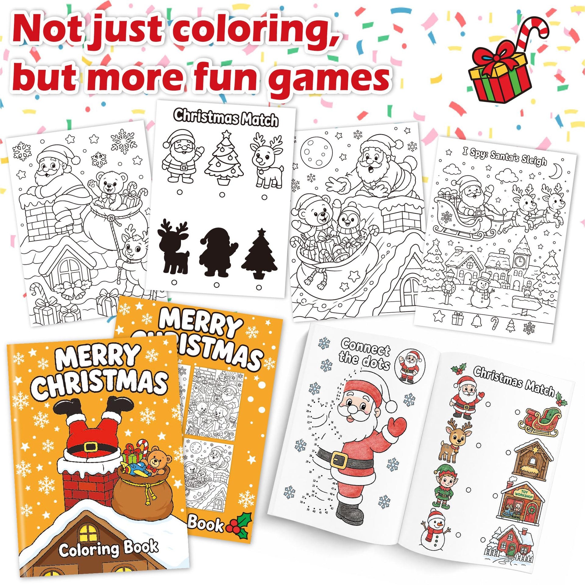10 Pack Mini Christmas Coloring and Activity Books for Kids - 12 Double-Sided Pages with Santa, Snowman and Holiday Puzzles - Portable Party Favors and Stocking Stuffers