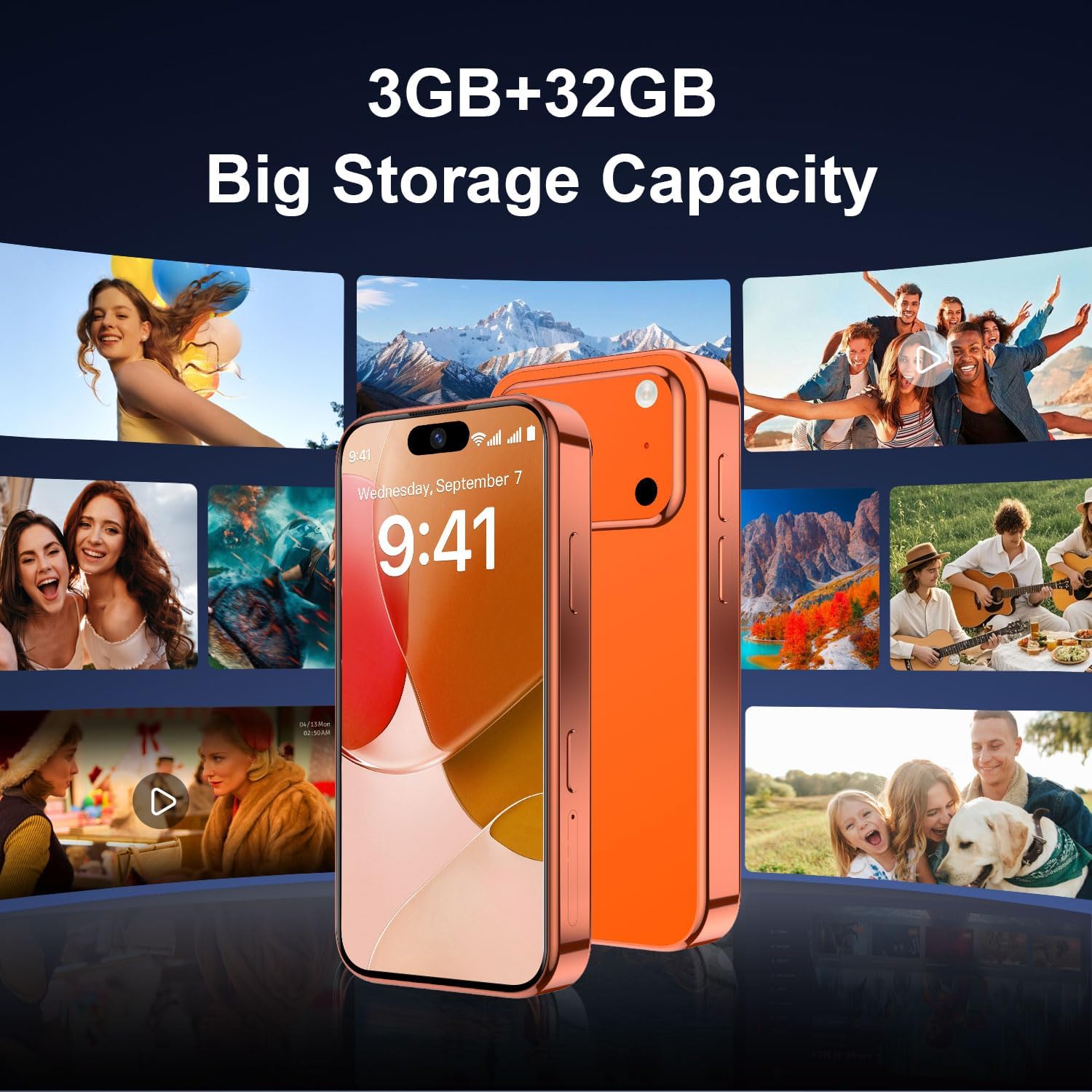 Mini Phone 4G Unlocked 3+32GB Mini Smartphone with 3.7'' HD Touch Screen 2000mAh Battery Compact Backup World's Smallest Phone Gifts for Kids & Students GPS Dual SIM Face ID Black | 4G Unlocked 3+32GB