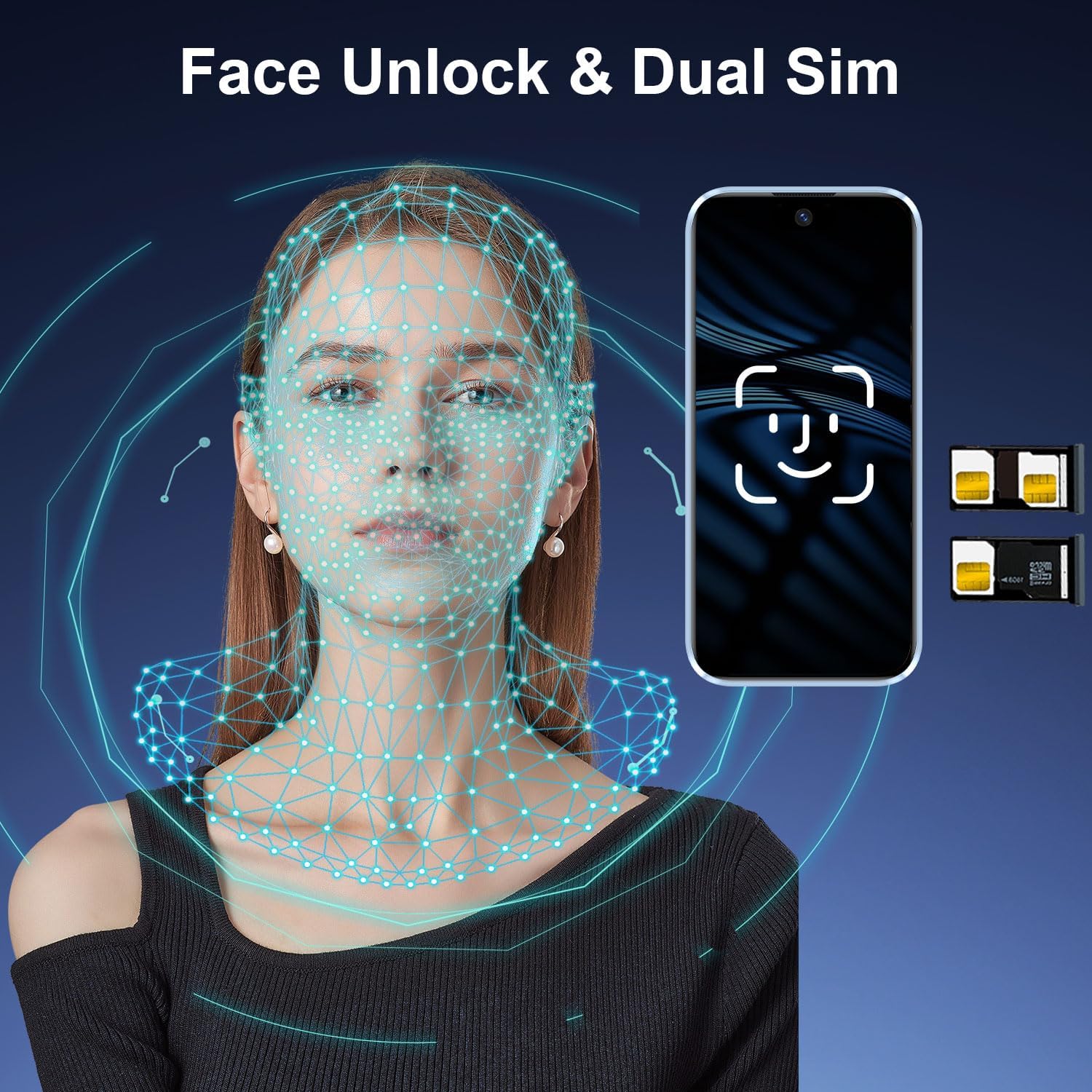 Mini Phone 4G Unlocked 3+32GB Mini Smartphone with 3.7'' HD Touch Screen 2000mAh Battery Compact Backup World's Smallest Phone Gifts for Kids & Students GPS Dual SIM Face ID Black | 4G Unlocked 3+32GB
