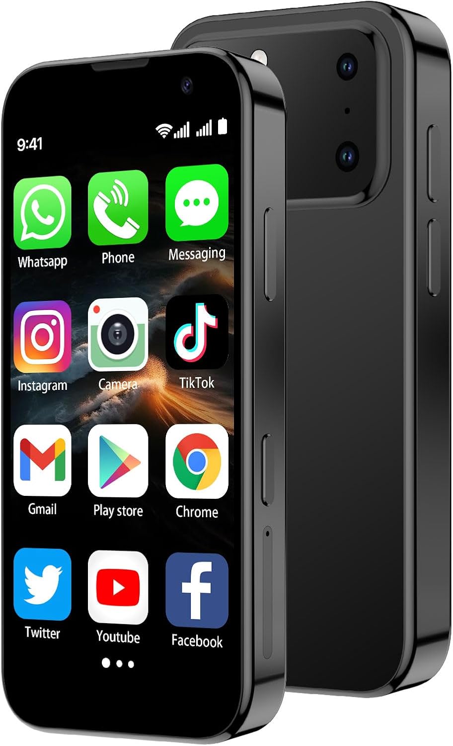Mini Smartphone 3.0" HD Touchscreen - 3G Unlocked Android Compact Mobile Phone Gifts for Kids & Students | Smallest Cell Phone for Travel Backup & Digital Detox | WiFi, GPS, Face ID, Dual SIM