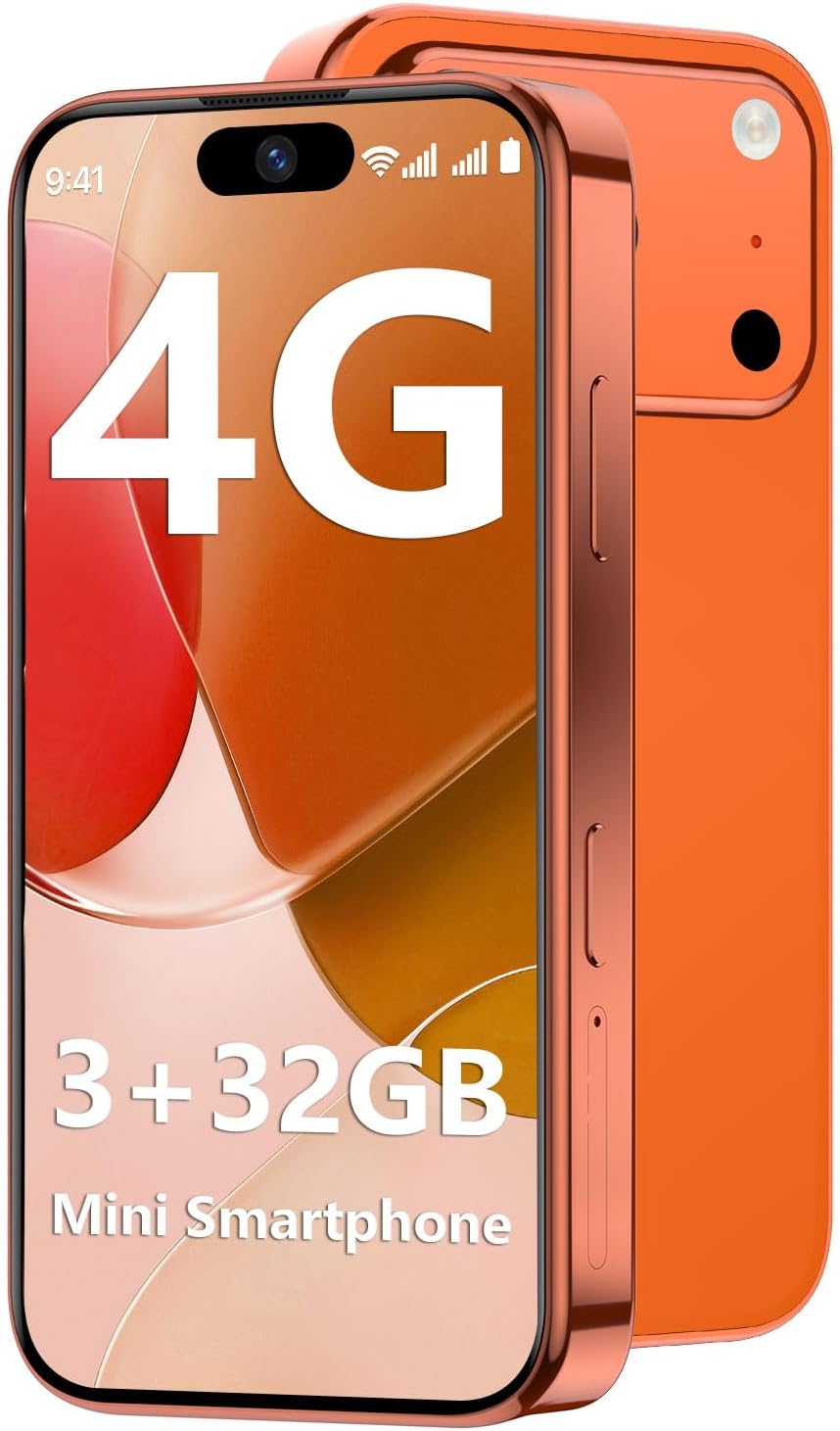 Mini Phone 4G Unlocked 3+32GB Mini Smartphone with 3.7'' HD Touch Screen 2000mAh Battery Compact Backup World's Smallest Phone Gifts for Kids & Students GPS Dual SIM Face ID Black | 4G Unlocked 3+32GB
