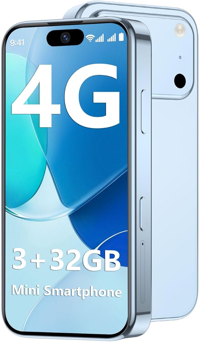 Mini Phone 4G Unlocked 3+32GB Mini Smartphone with 3.7'' HD Touch Screen 2000mAh Battery Compact Backup World's Smallest Phone Gifts for Kids & Students GPS Dual SIM Face ID Black | 4G Unlocked 3+32GB