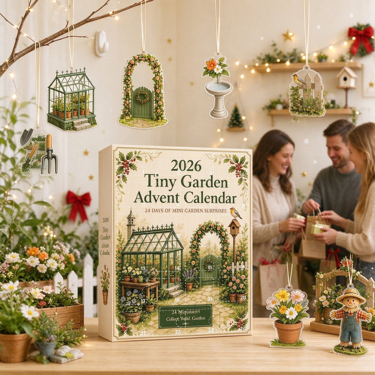 2026 Garden & Wildlife Advent Calendar – 24 Acrylic Ornaments, Christmas Countdown Gifts for Nature Lovers