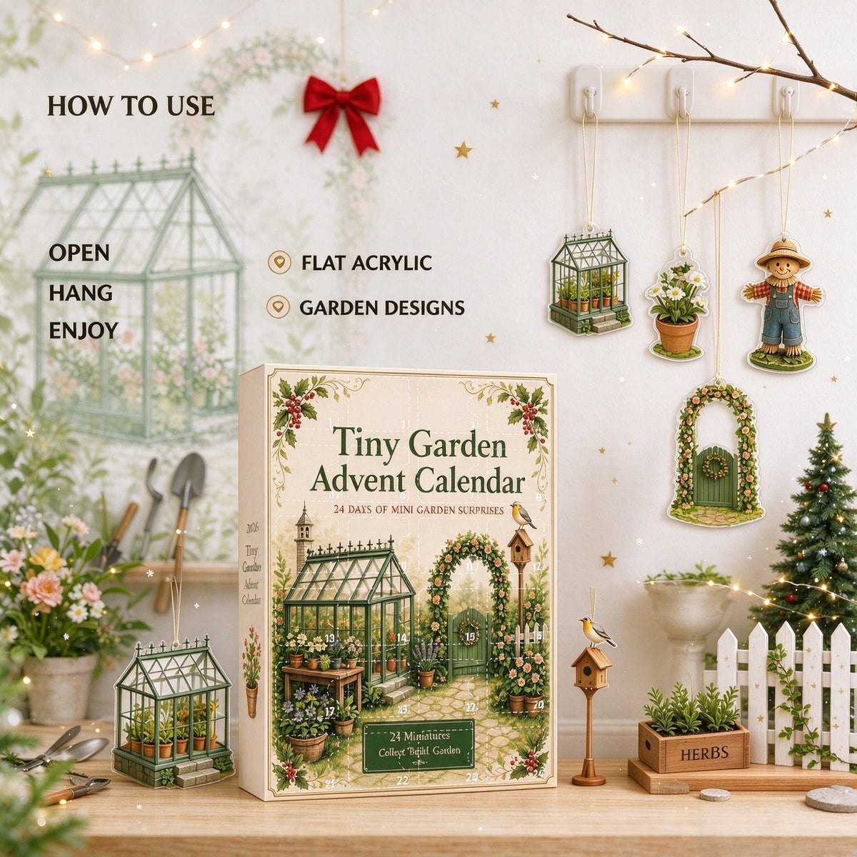 2026 Garden & Wildlife Advent Calendar – 24 Acrylic Ornaments, Christmas Countdown Gifts for Nature Lovers