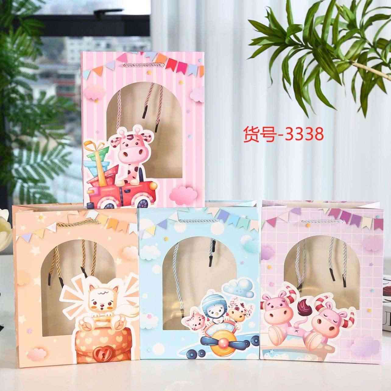 WholeSale Happy Birthday Gift Bag, Funny Cute Cartoon/ Balloon/ Cake/ Ice Cream/ Minimalist Birthday Wrapping Box