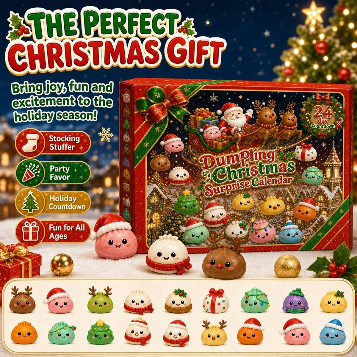 2026 Christmas Squishy Advent Calendar, 24-Day Countdown with 24 Mini Squishies for Kids 8+ & Adults