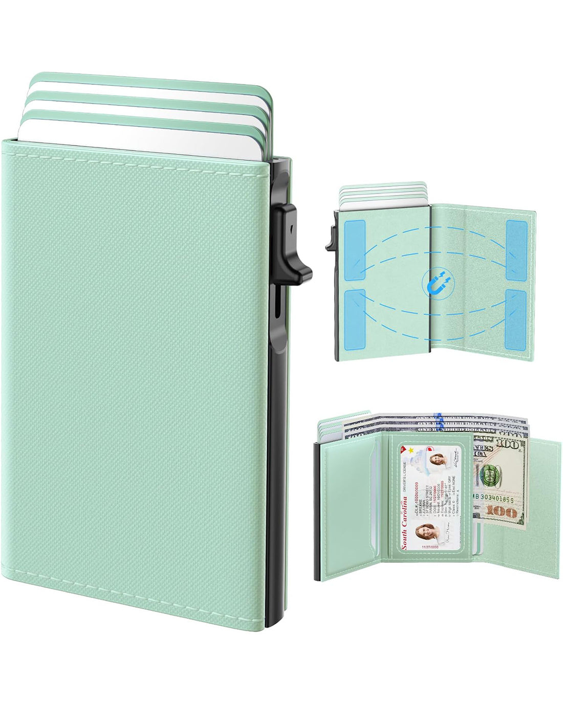 2026 New Leather Wallet for Women, Slim Pop Up Credit Card Holder with ID Window, Top Grain Leather RFID Blocking Minimalist Wallet, Small Card Case Holds Up to 13 Cards & 15+ Bills, Gifts for Women