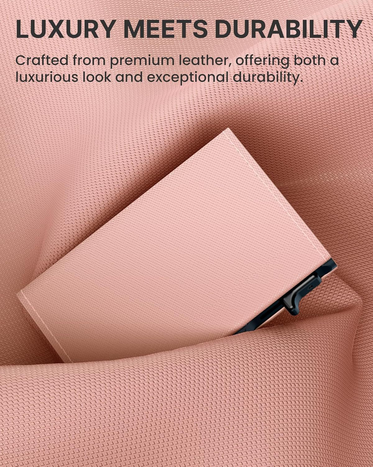 2026 New Leather Wallet for Women, Slim Pop Up Credit Card Holder with ID Window, Top Grain Leather RFID Blocking Minimalist Wallet, Small Card Case Holds Up to 13 Cards & 15+ Bills, Gifts for Women