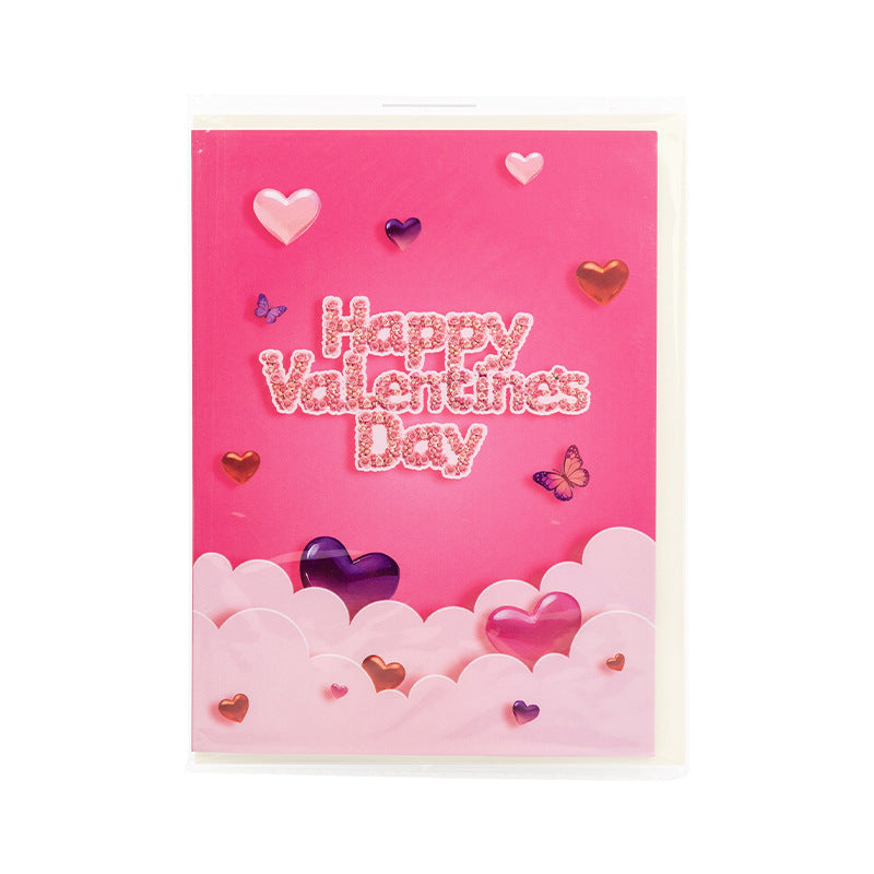 2027 Pink Hearts & Butterflies Romantic Valentine's Day Pop Up Card