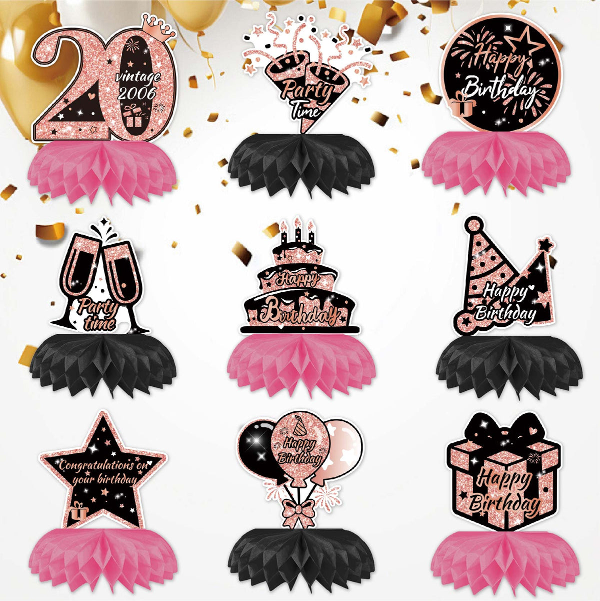 Happy 20th Birthday Honeycomb Oranment Pink 21st Birthday Decorations