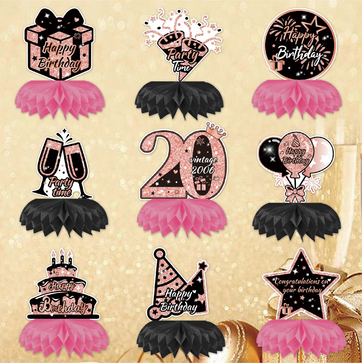 Happy 20th Birthday Honeycomb Oranment Pink 21st Birthday Decorations