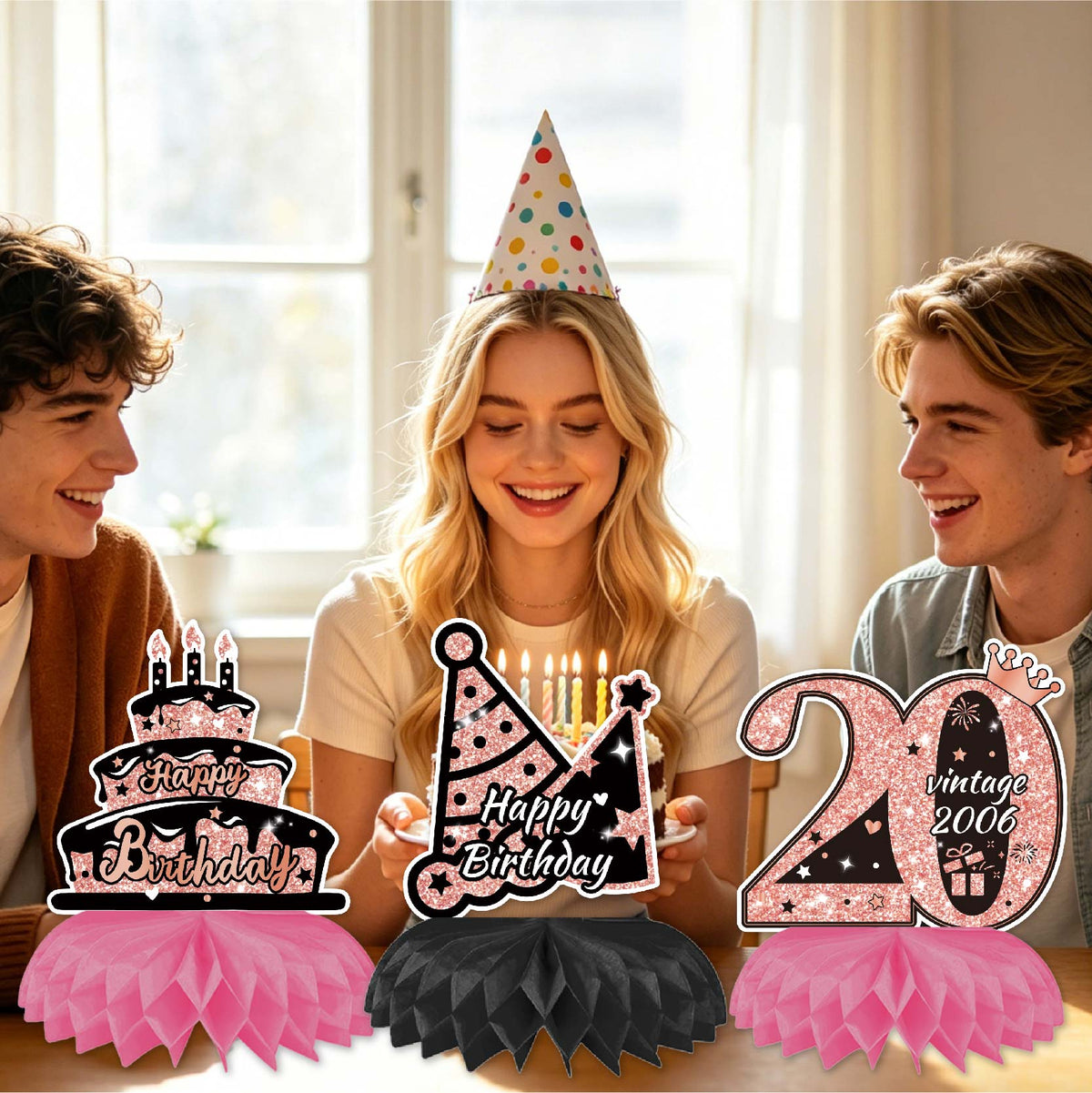 Happy 20th Birthday Honeycomb Oranment Pink 21st Birthday Decorations