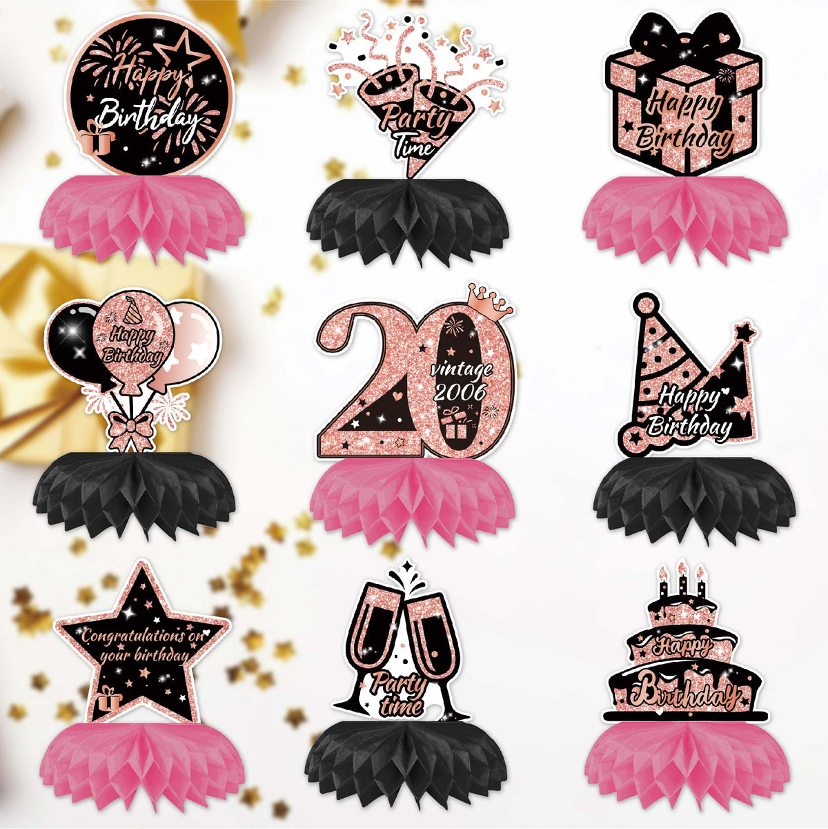 Happy 20th Birthday Honeycomb Oranment Pink 21st Birthday Decorations
