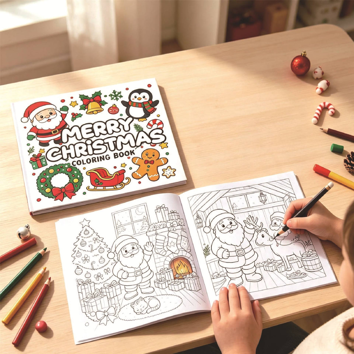 20x20cm Christmas Coloring Book for Kids and Adults (4 Themes Optional)