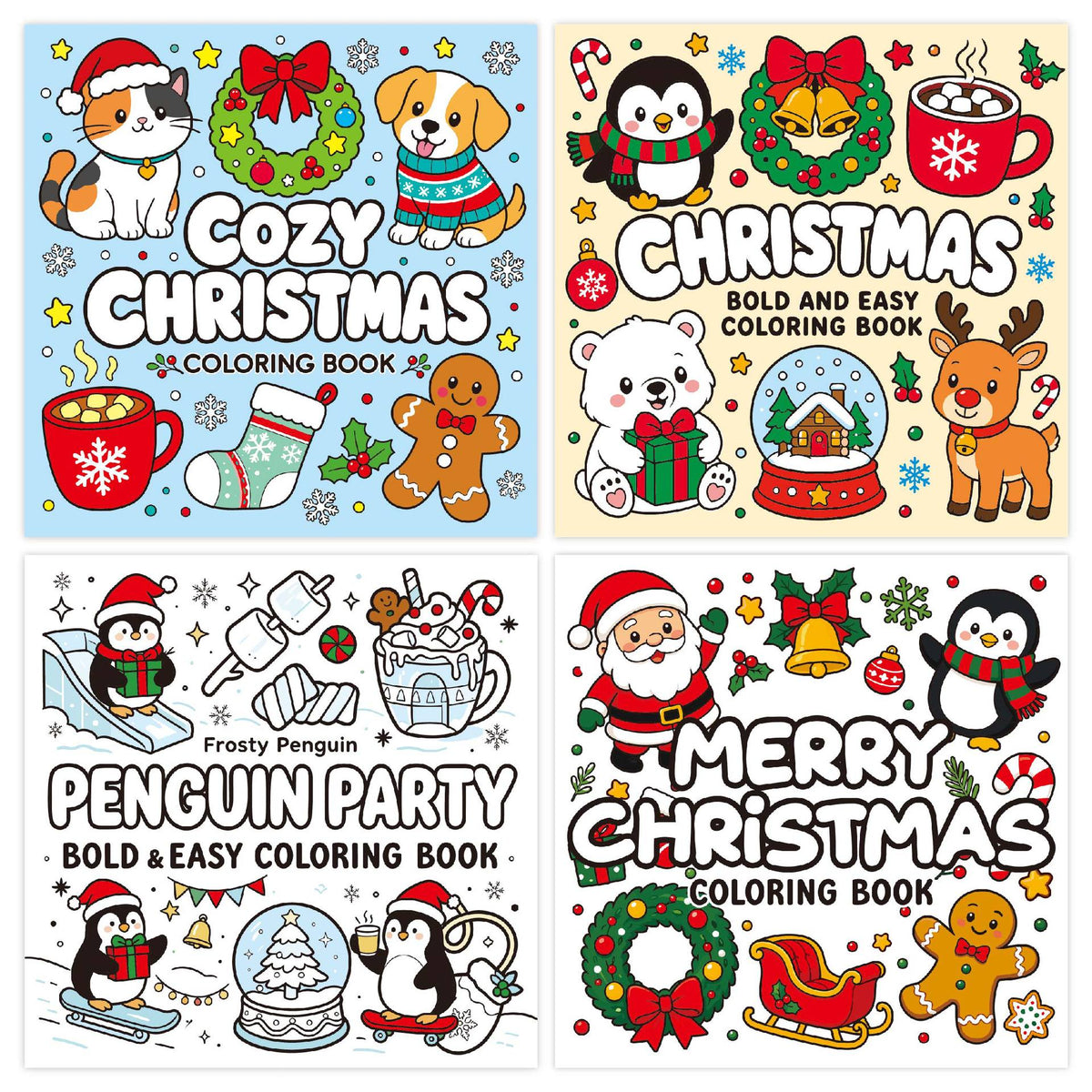 20x20cm Christmas Coloring Book for Kids and Adults (4 Themes Optional)