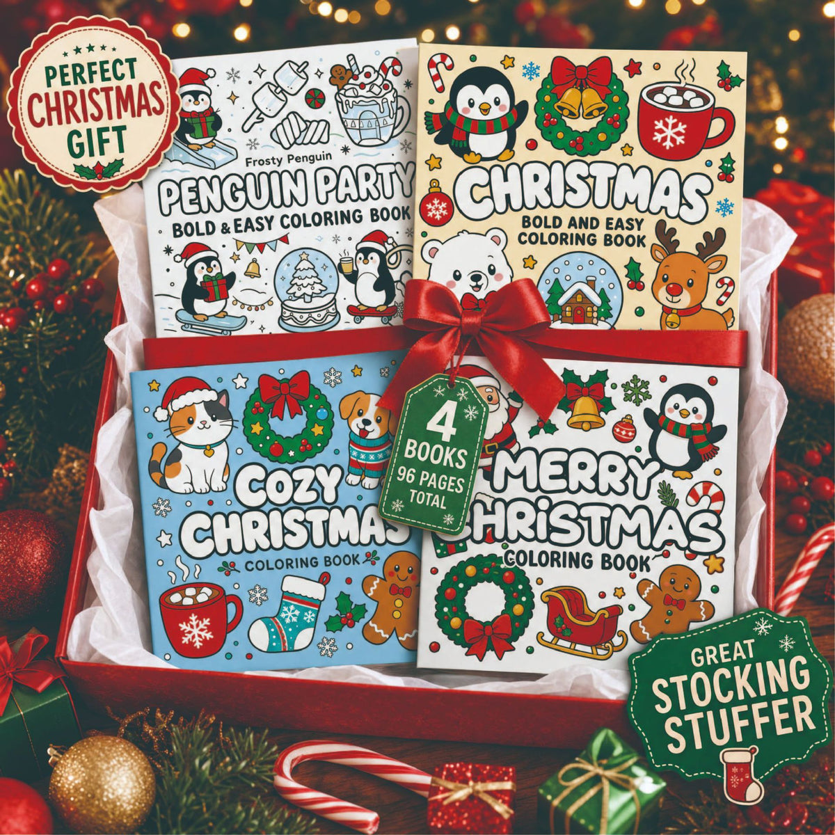 20x20cm Christmas Coloring Book for Kids and Adults (4 Themes Optional)