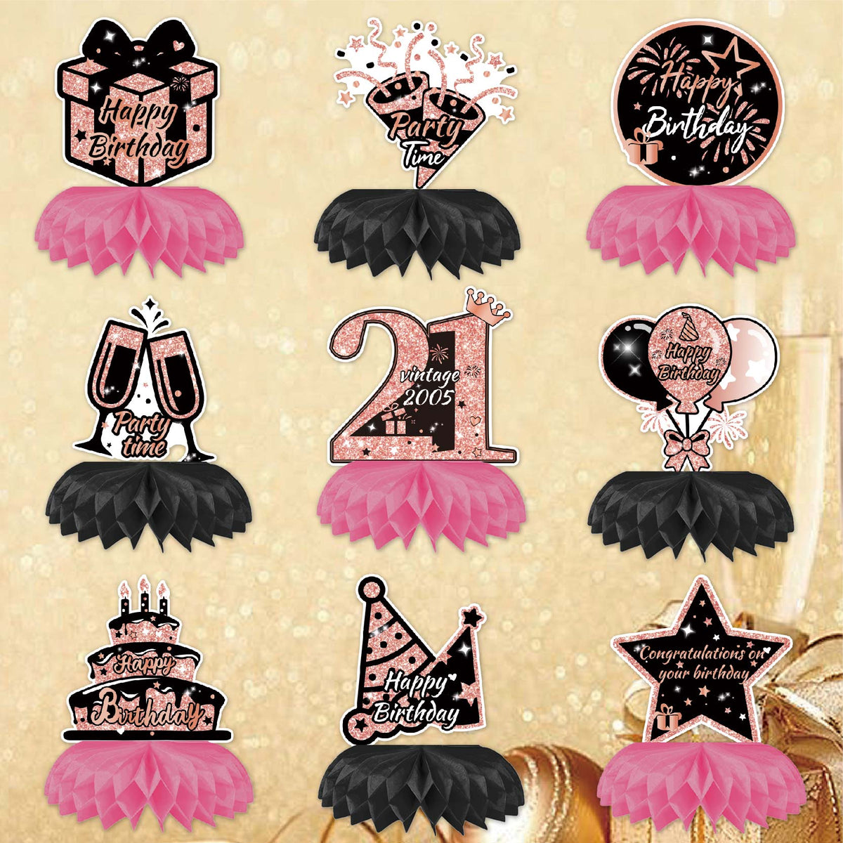 Happy 20th Birthday Honeycomb Oranment Pink 21st Birthday Decorations