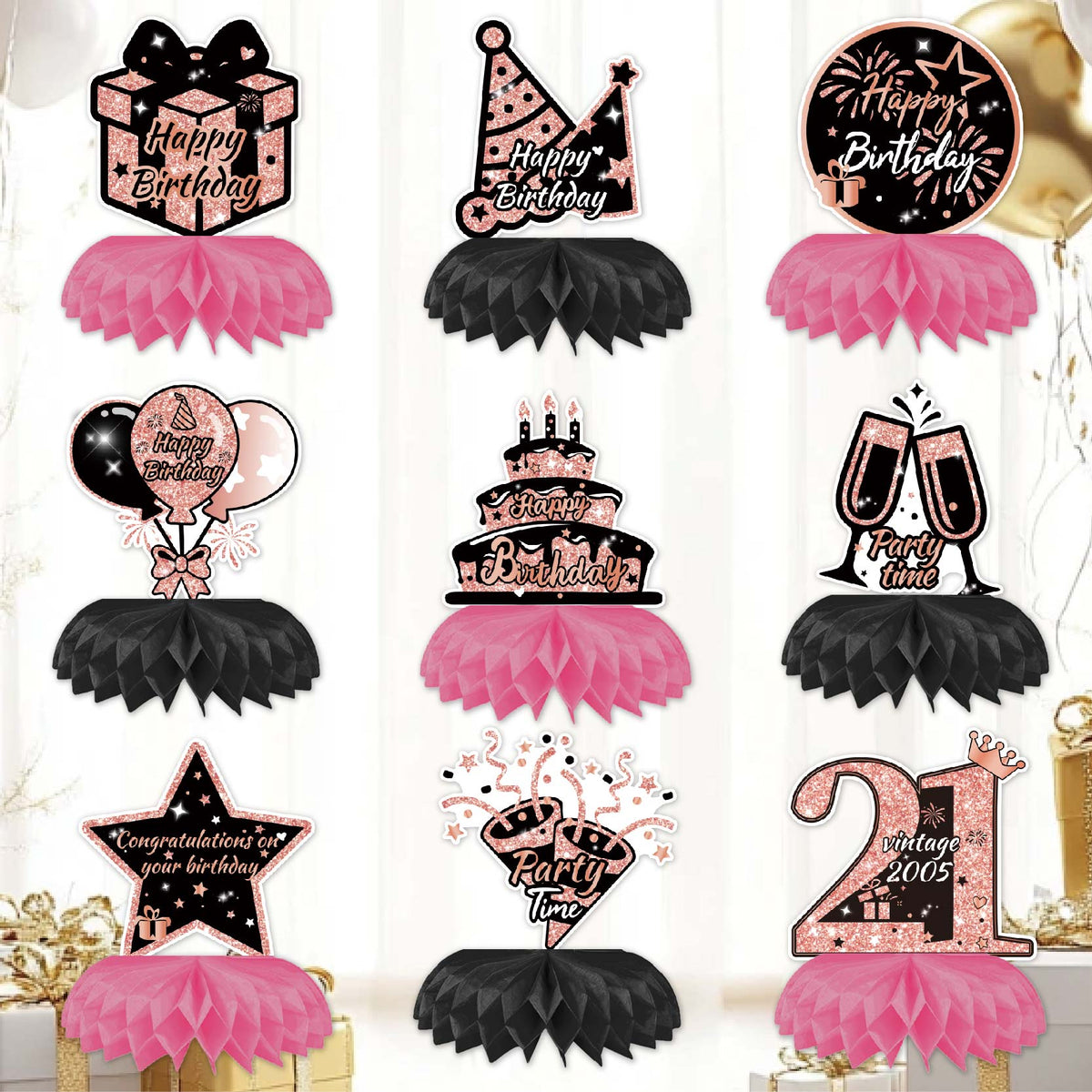 Happy 20th Birthday Honeycomb Oranment Pink 21st Birthday Decorations