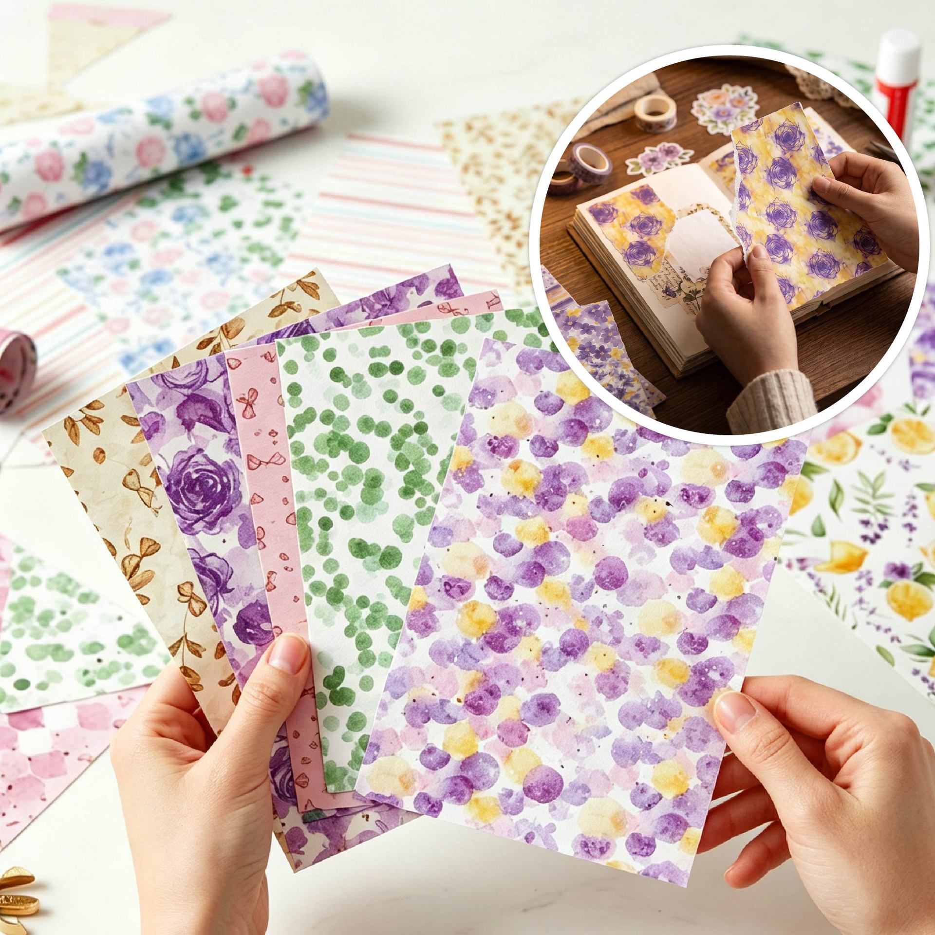 30 Sheets Vintage Floral Scrapbook Paper Pad – 5.5 x 7.8" Aesthetic Journaling Decorative Paper for Card Making, DIY Crafts, Junk Journal & Photo Album