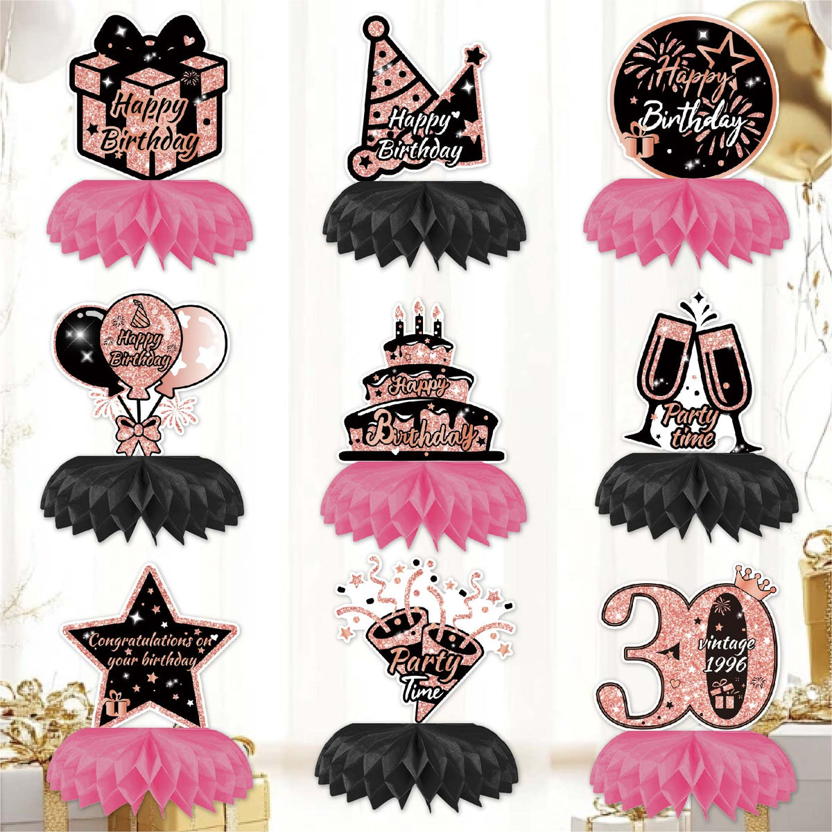Happy 30th Birthday Honeycomb Oranment Pink Birthday Decorations