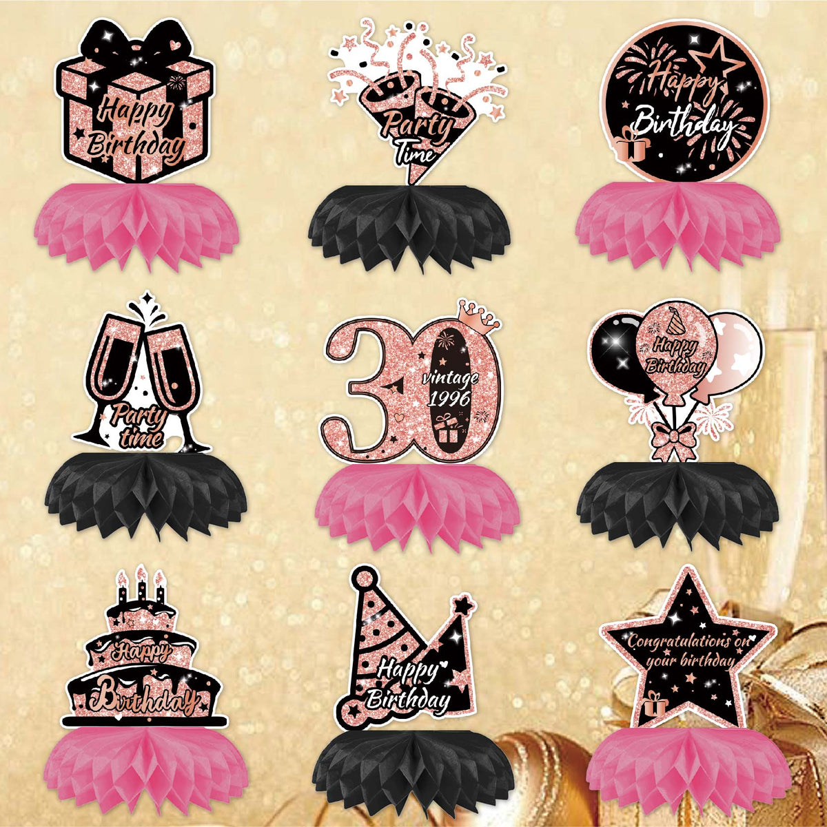 Happy 30th Birthday Honeycomb Oranment Pink Birthday Decorations
