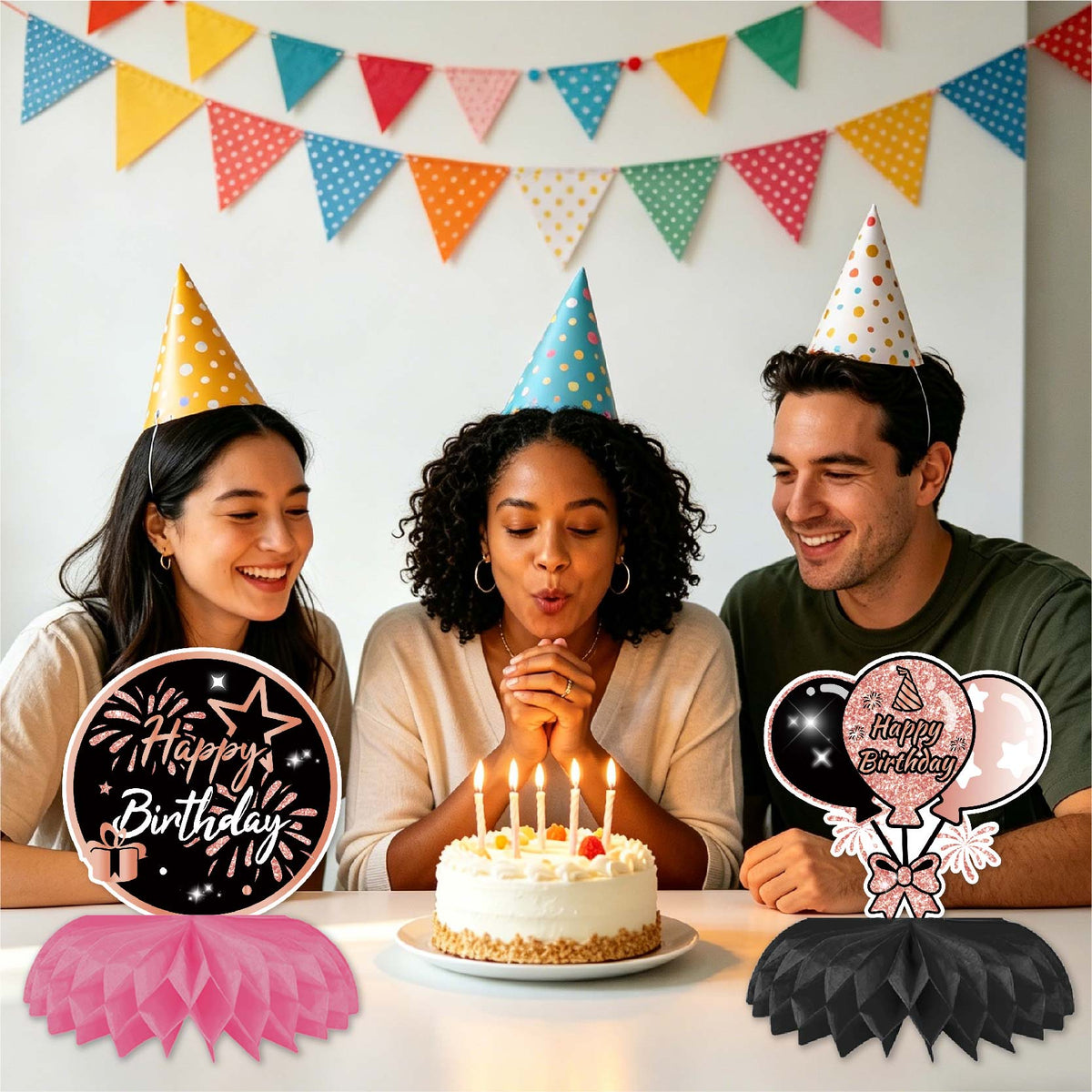 Happy 30th Birthday Honeycomb Oranment Pink Birthday Decorations