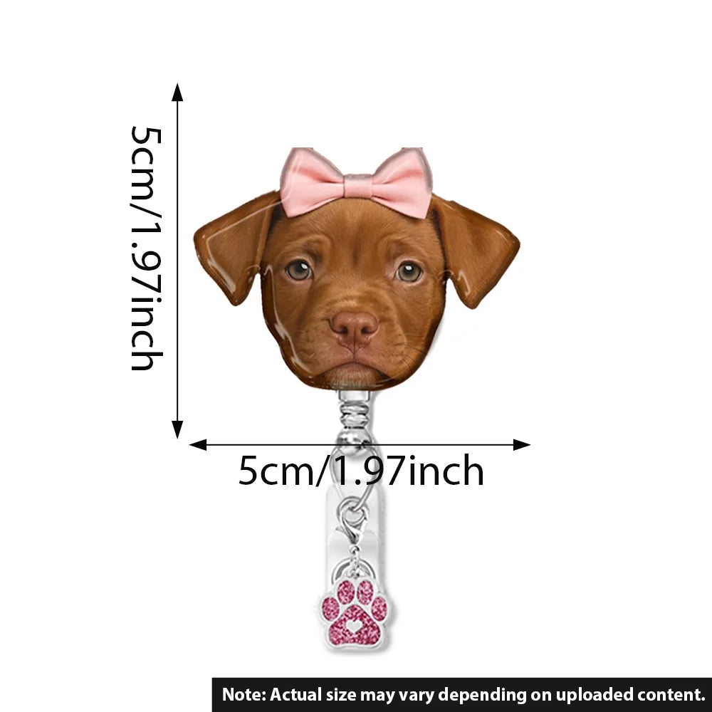 Custom Pet Badge Reel – Dog or Cat Face ID Holder | Personalized Name Badge | Nurse Gift | Vet Tech Badge