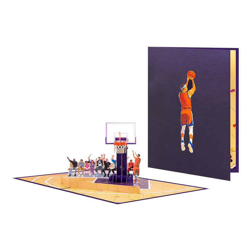 3D Pop-Up Basketball Three-Pointer Greeting Card