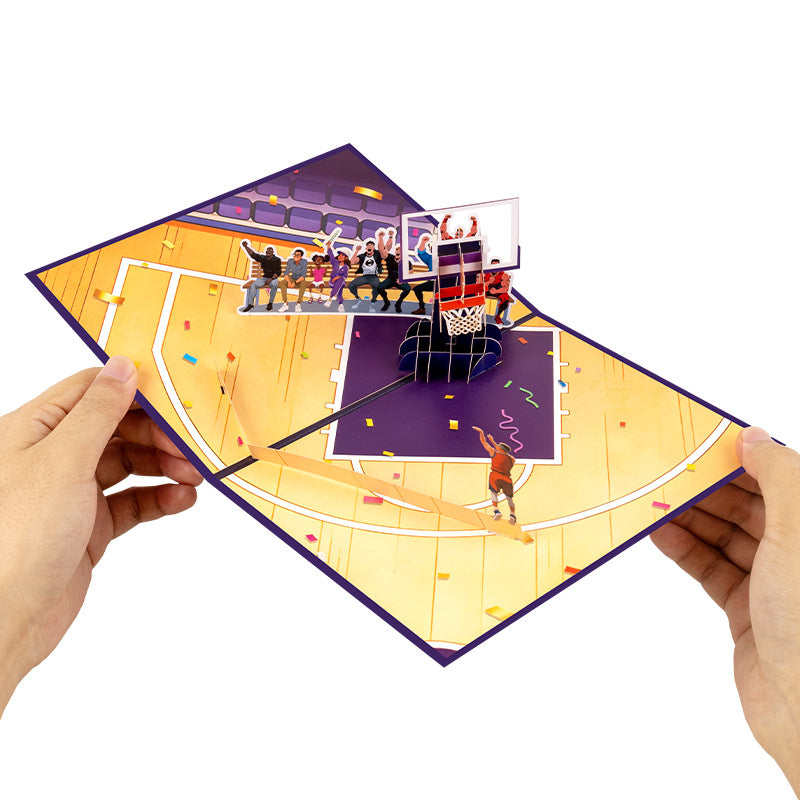 3D Pop-Up Basketball Three-Pointer Greeting Card