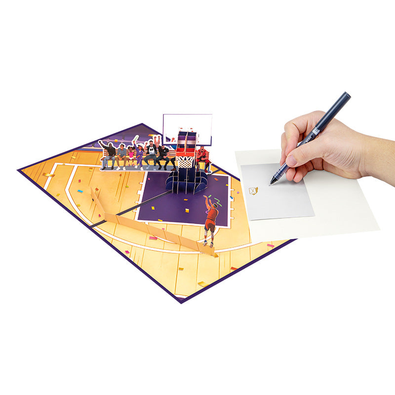 3D Pop-Up Basketball Three-Pointer Greeting Card