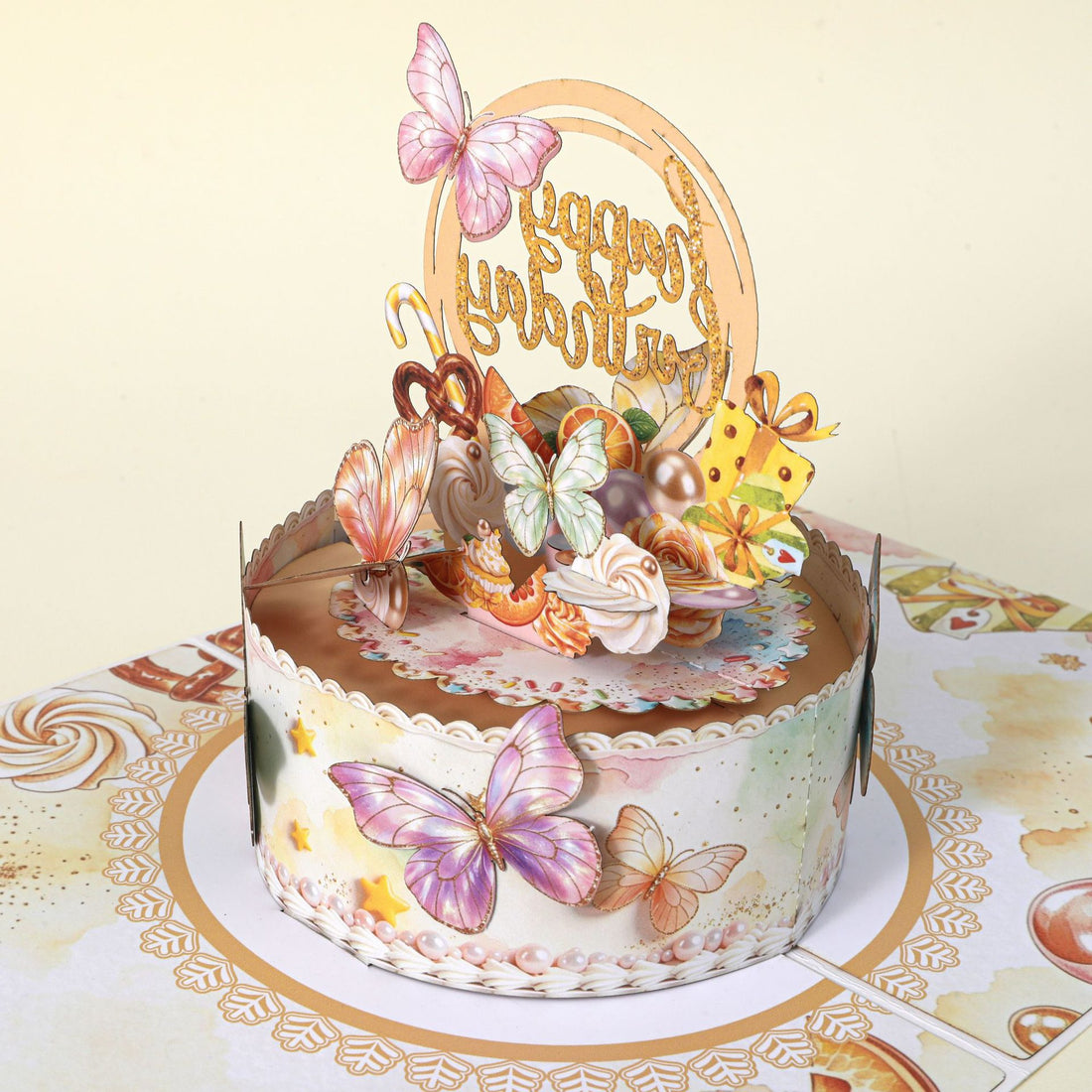 3D Pop-Up Butterfly Cake Birthday Card