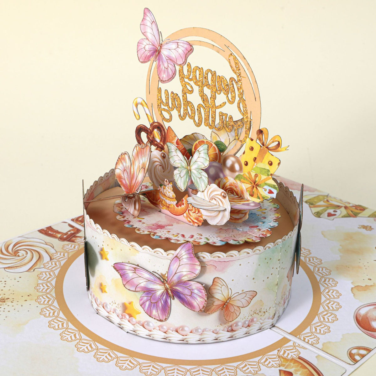 3D Pop-Up Butterfly Cake Birthday Card