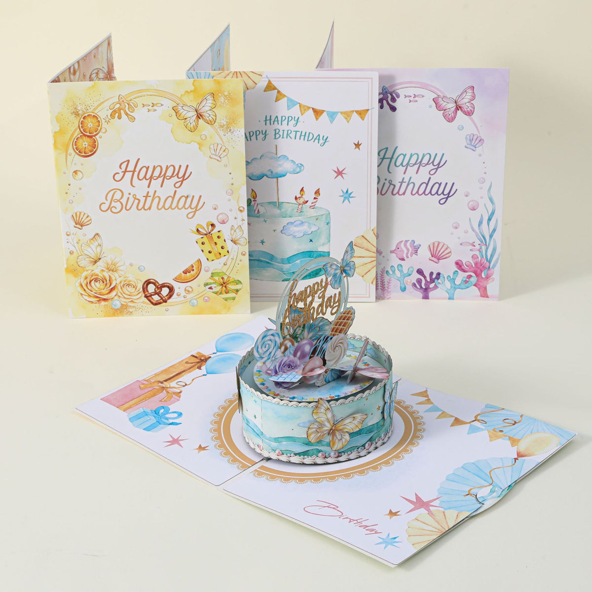3D Pop-Up Butterfly Cake Birthday Card