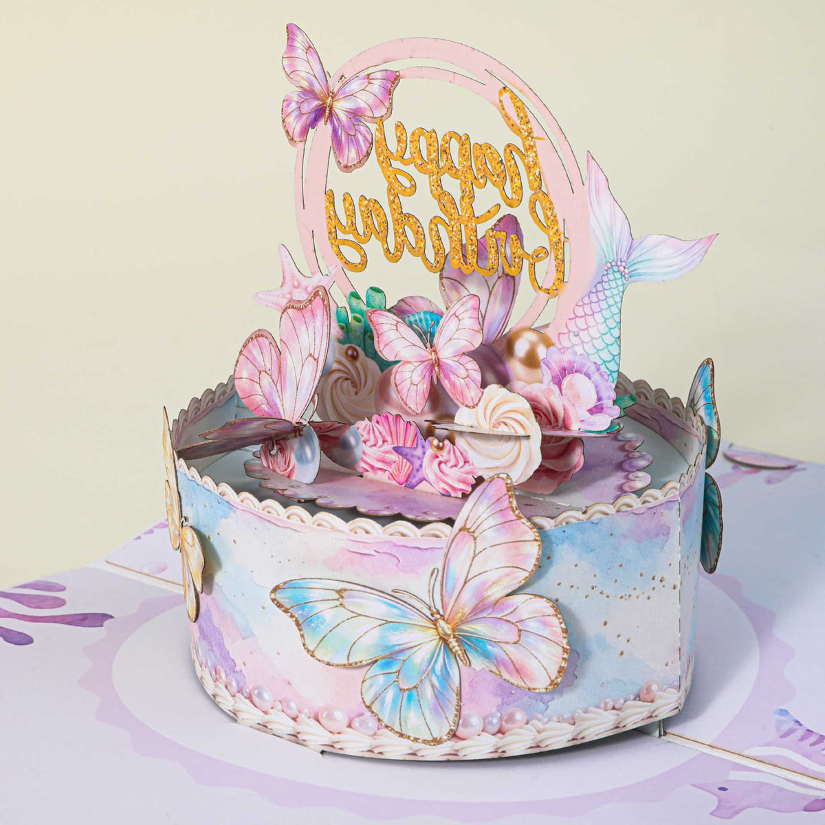 3D Pop-Up Butterfly Cake Birthday Card