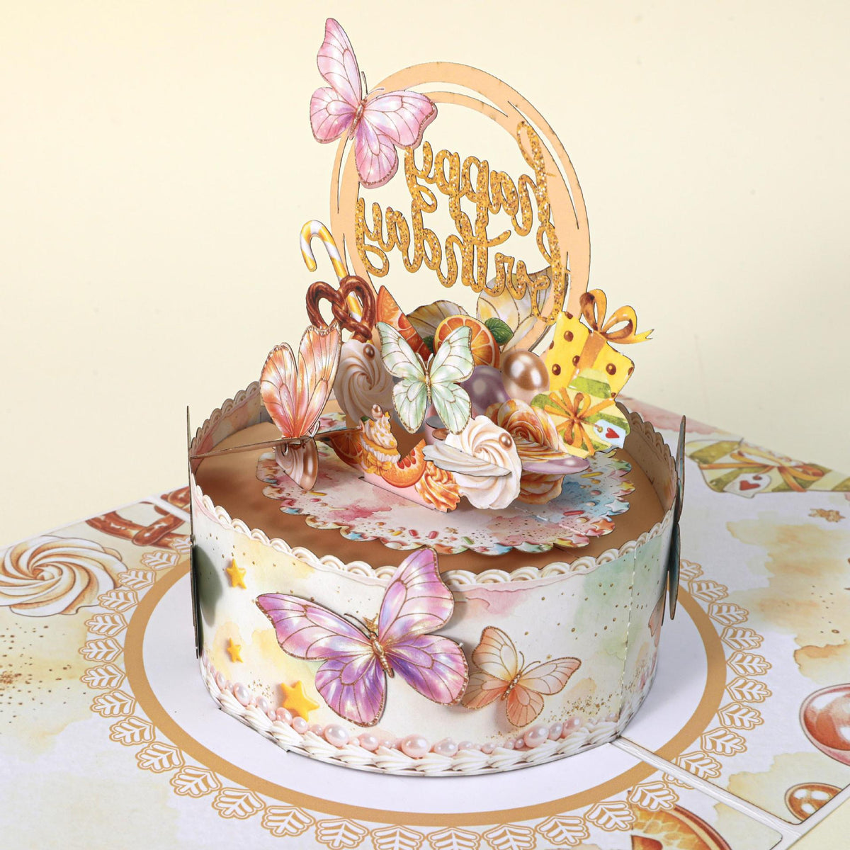 3D Pop-Up Butterfly Cake Birthday Card