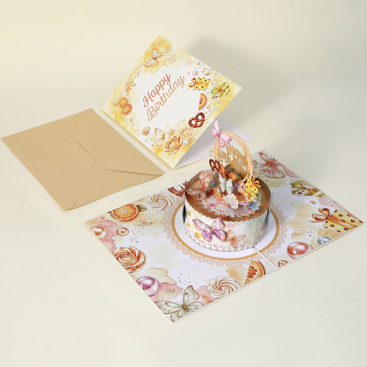 3D Pop-Up Butterfly Cake Birthday Card