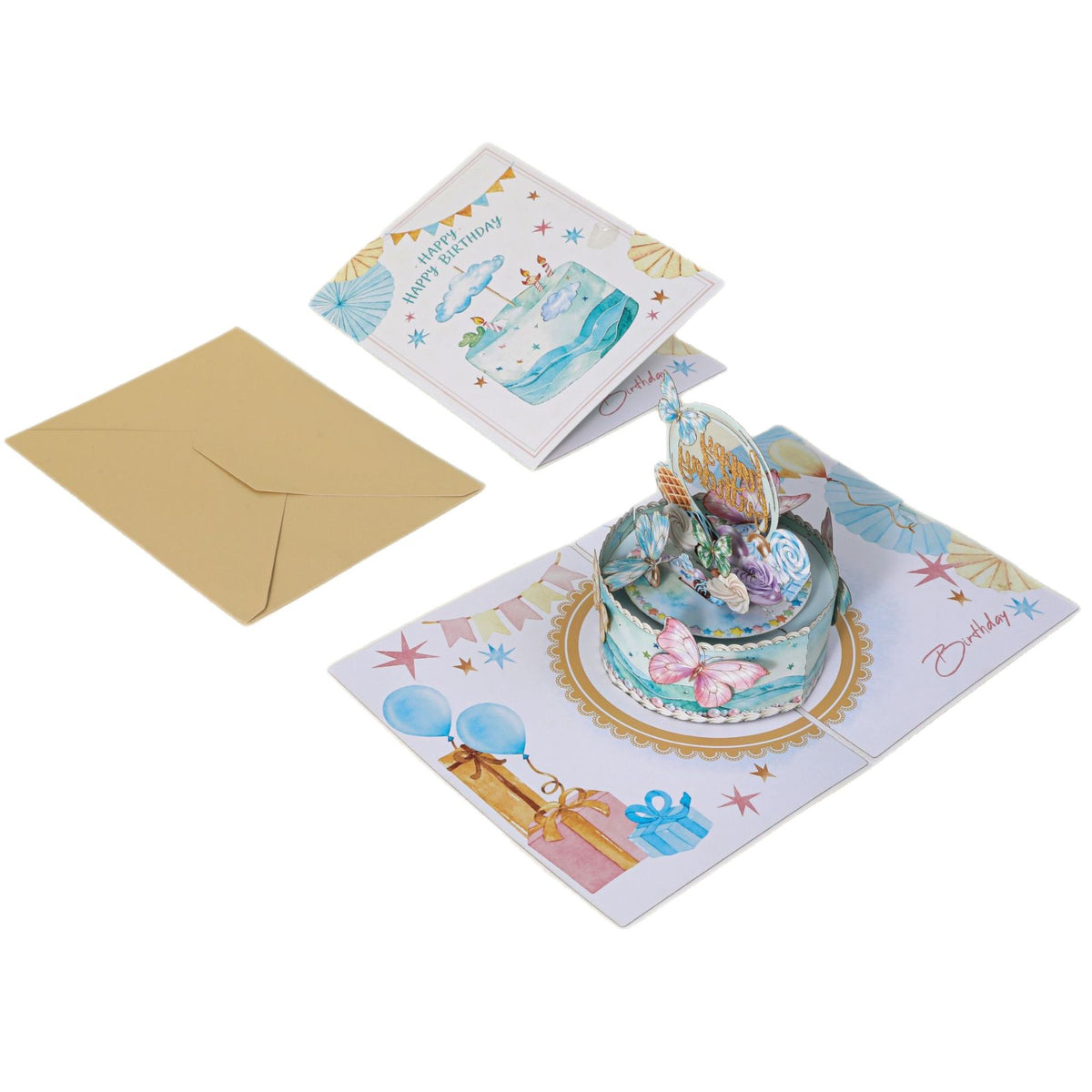 3D Pop-Up Butterfly Cake Birthday Card