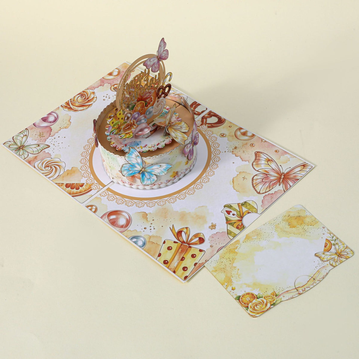 3D Pop-Up Butterfly Cake Birthday Card