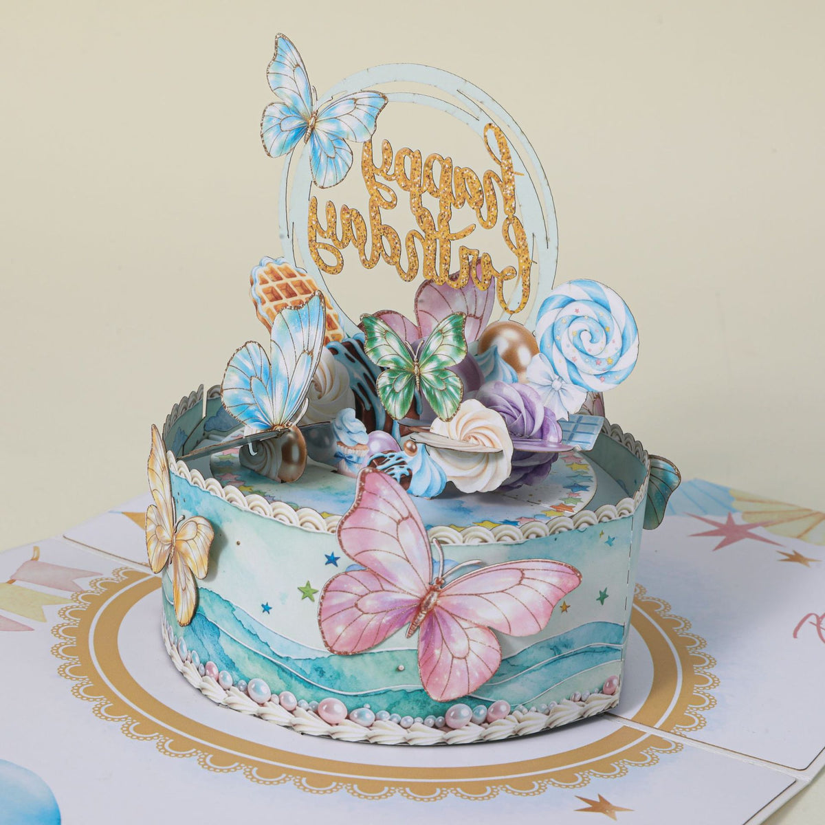 3D Pop-Up Butterfly Cake Birthday Card