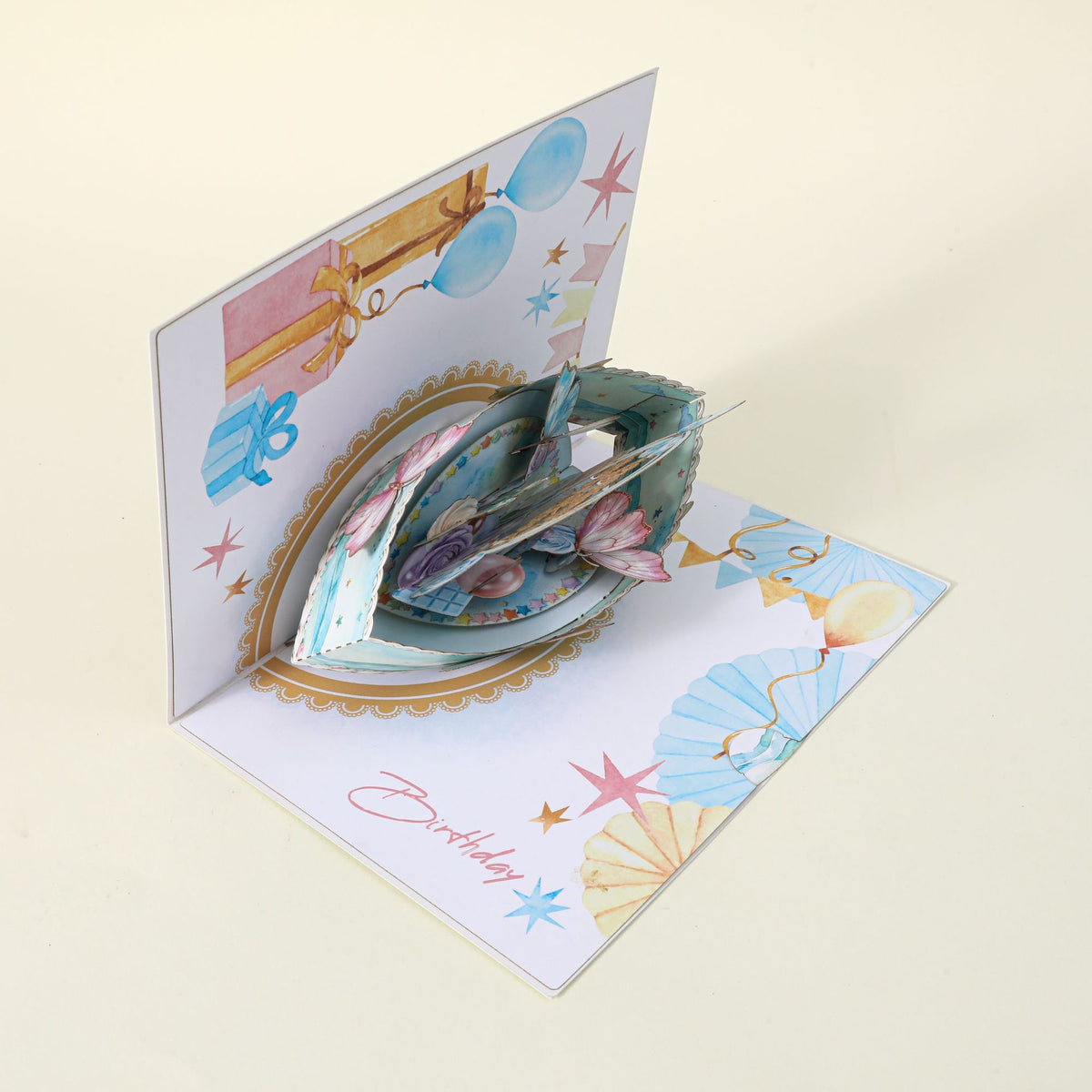 3D Pop-Up Butterfly Cake Birthday Card