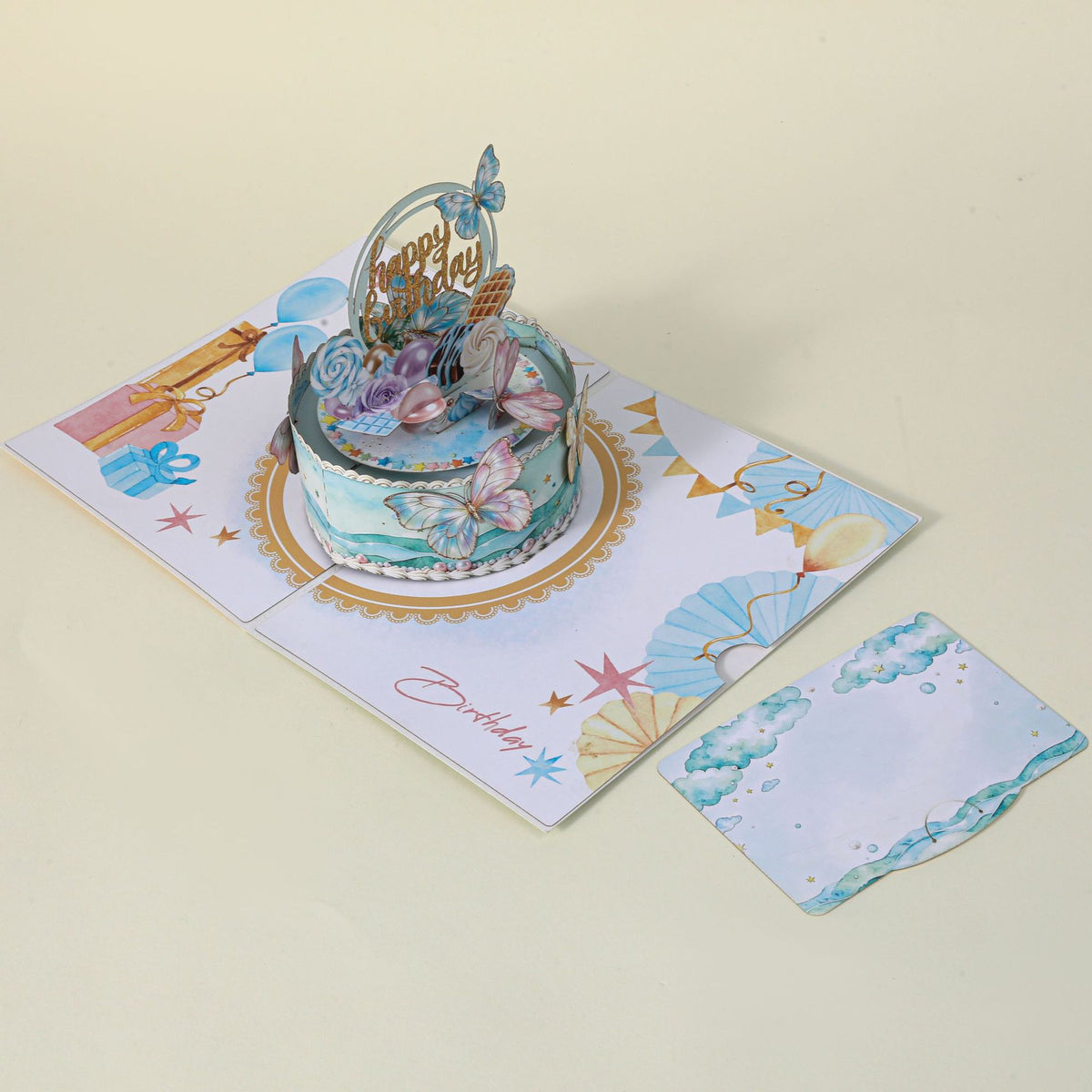 3D Pop-Up Butterfly Cake Birthday Card