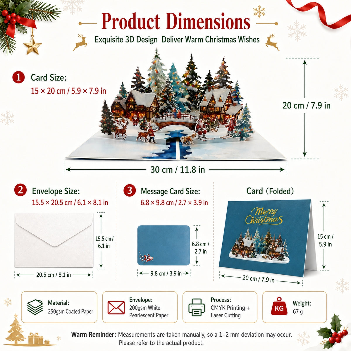 3D Pop-Up Christmas Greeting Card: Snowy Mountain Landscape and Igloo – Desktop Ornament