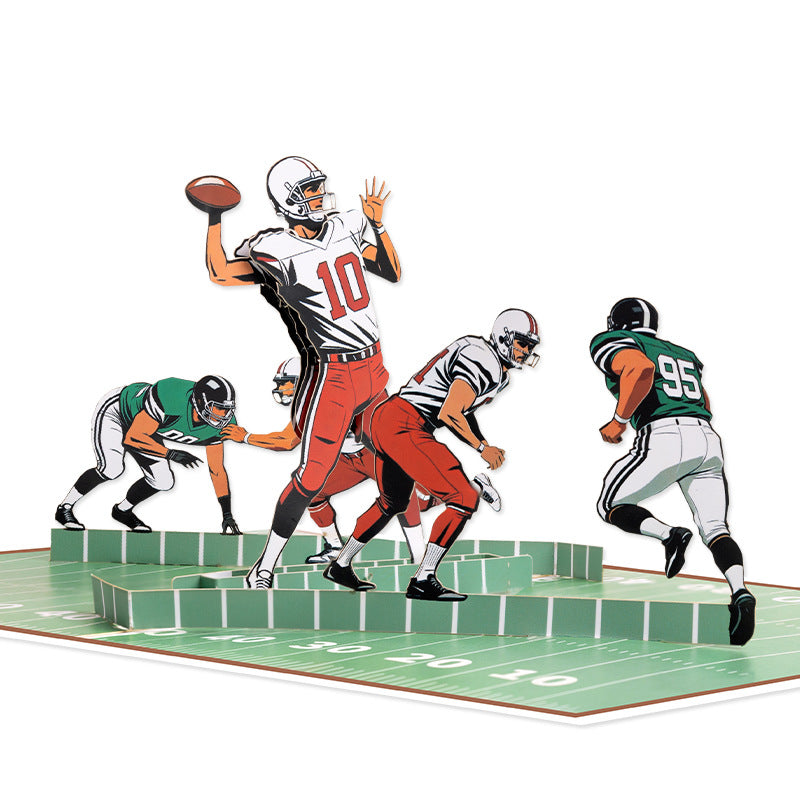 3D Pop-Up Football Quarterback Greeting Card – Touchdown Sports Birthday Card with Blank Note Card & Envelope
