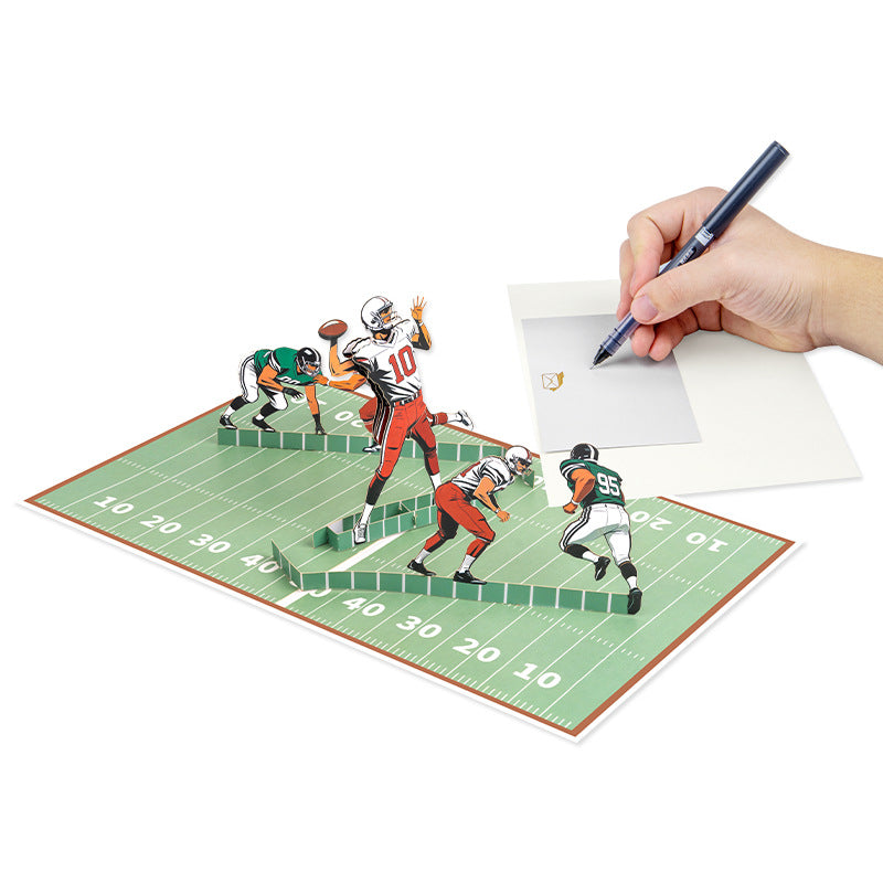 3D Pop-Up Football Quarterback Greeting Card – Touchdown Sports Birthday Card with Blank Note Card & Envelope
