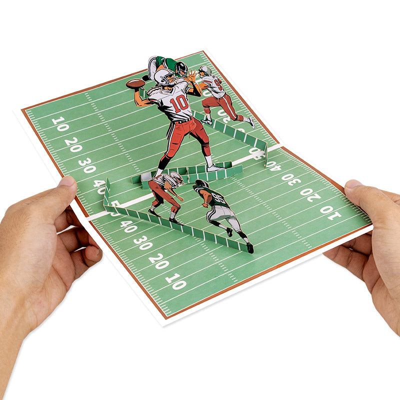 3D Pop-Up Football Quarterback Greeting Card – Touchdown Sports Birthday Card with Blank Note Card & Envelope