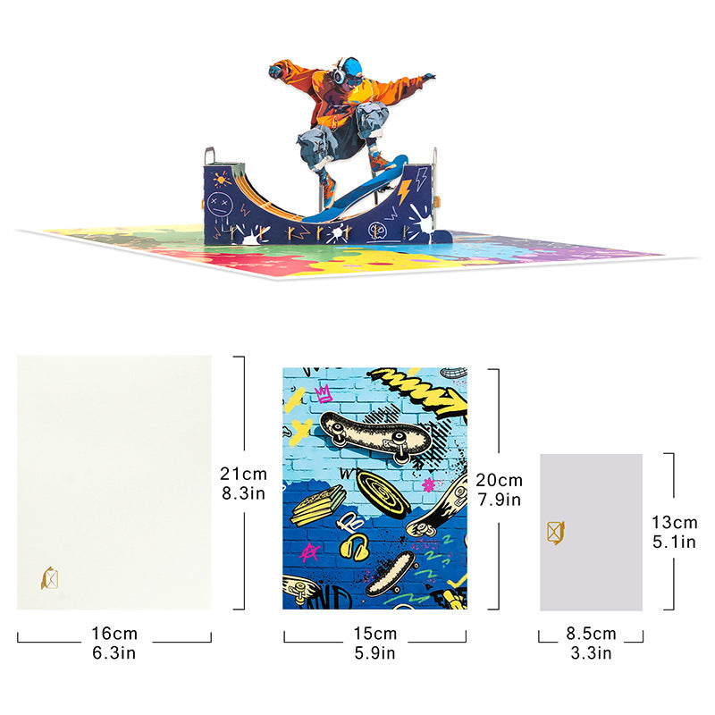 3D Pop-Up Skateboard Card