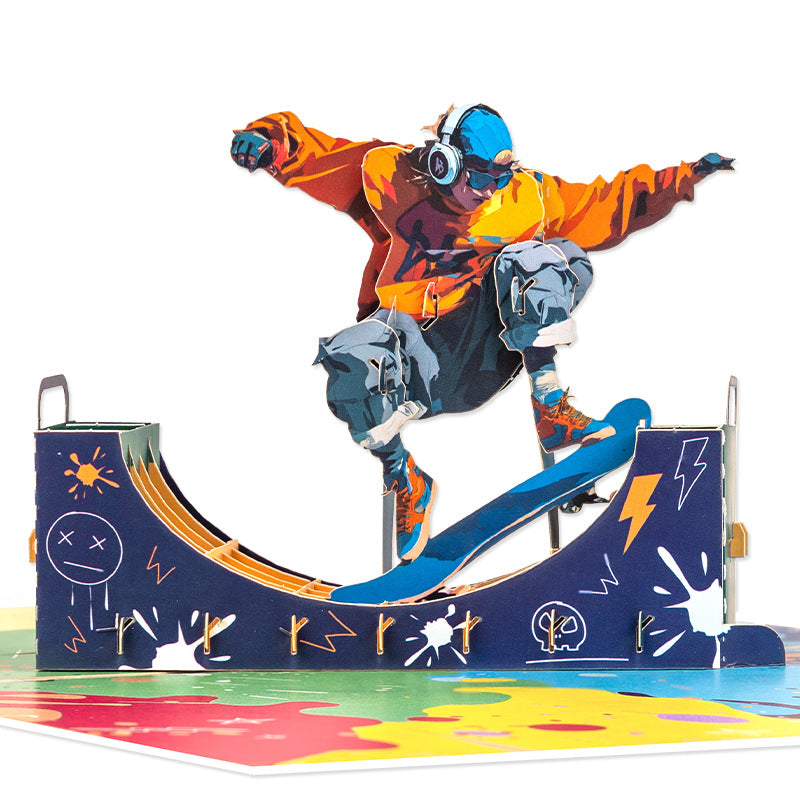 3D Pop-Up Skateboard Card