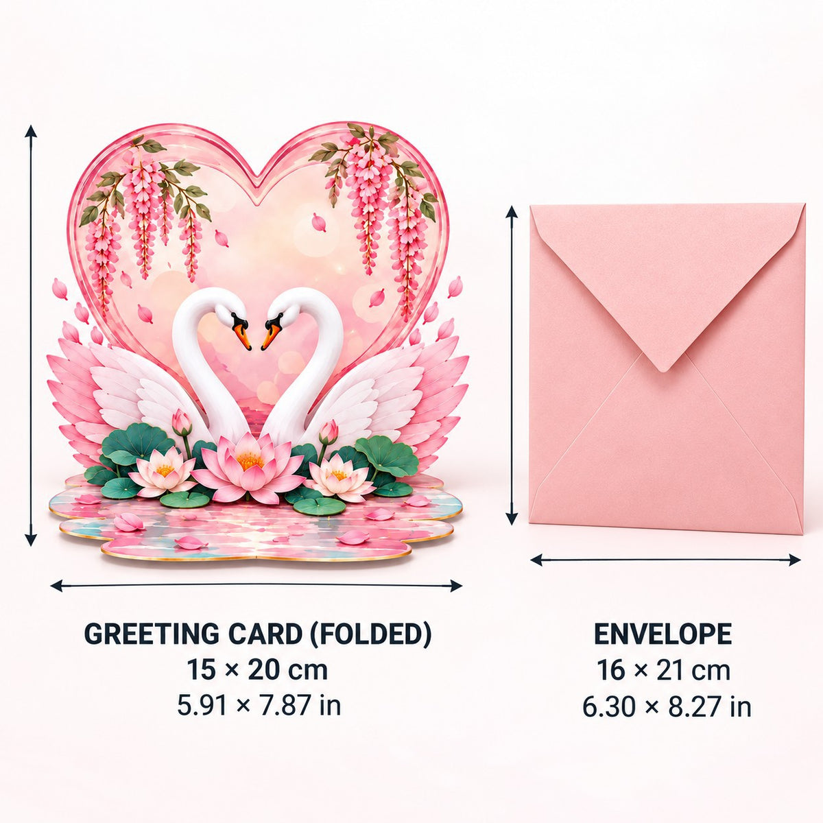 3D Pop-Up Swan Love Heart Card