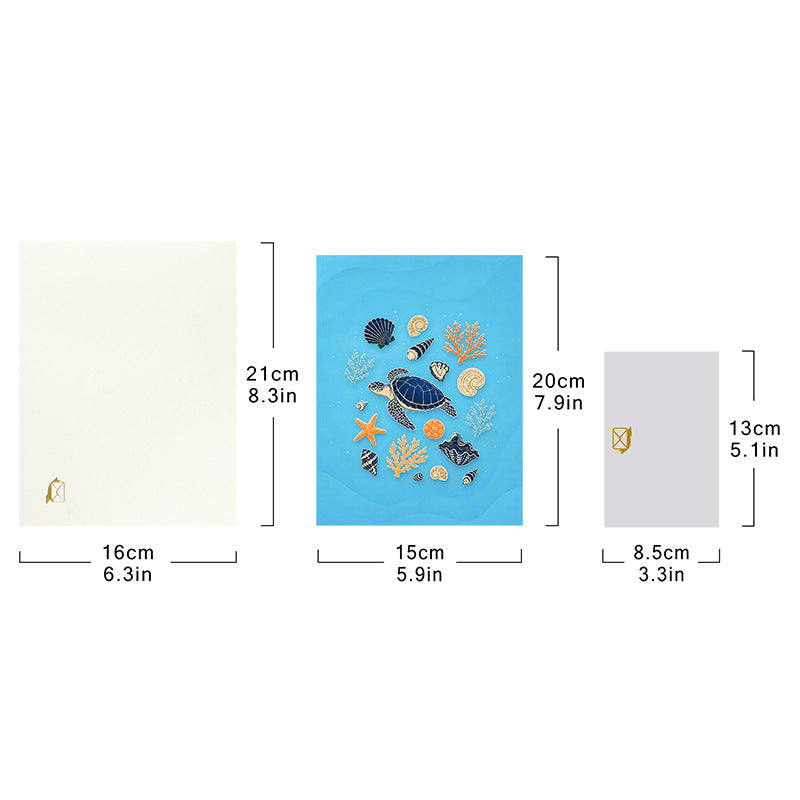 3D Pop-up Sea Turtles and Coral Greeting Cards Ocean Theme Birthday Card – Handmade Holiday Gift with Blank Note Card Envelope